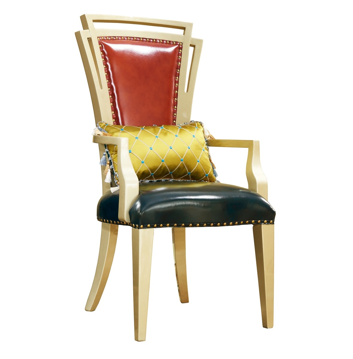 China Luxury Wooden Frame Leather Antique Leisure Arm Chair For Living Room Furniture wholesale