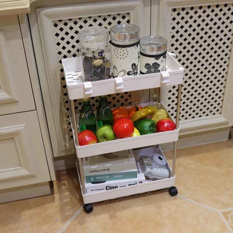 China Movable Vegetable Stainless Storage Cart , Slim Rolling Bathroom Storage Carts wholesale