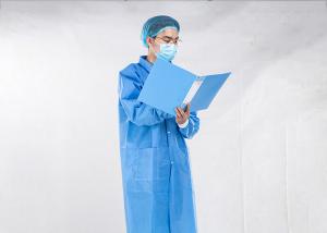 China Customised Disposable Medical Lab Coat Long Sleeve Elastic Cuff Unisex wholesale