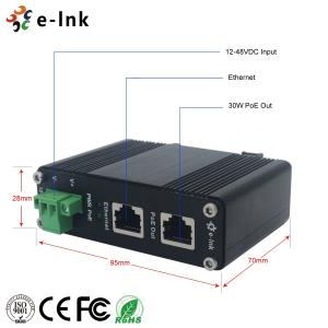 China Hardened Industrial Gigabit PoE+ Injector 12-48VDC Input PoE+ IEEE802.3at 30W Output up to 100 Meters Output wholesale