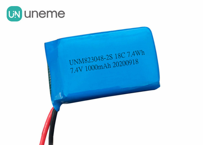 China 1000mAh 2S 7.4V High Discharge Battery / 18C Lithium Ion Polymer Battery 823048 for Adult Toys wholesale