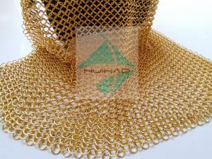 China Electro Plated Gold Color Chain Mail Metal Ring Mesh Is For Decorating Ceiling LampTreatments wholesale