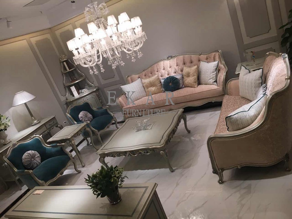 China Luxury classic sofa 3 piece sofa set price fabric sofa living room sets FF189 wholesale