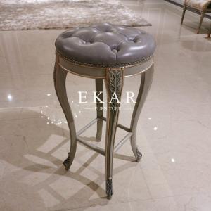 China Luxury Classic Wood Stool Leather Antique Bar High Chair wholesale