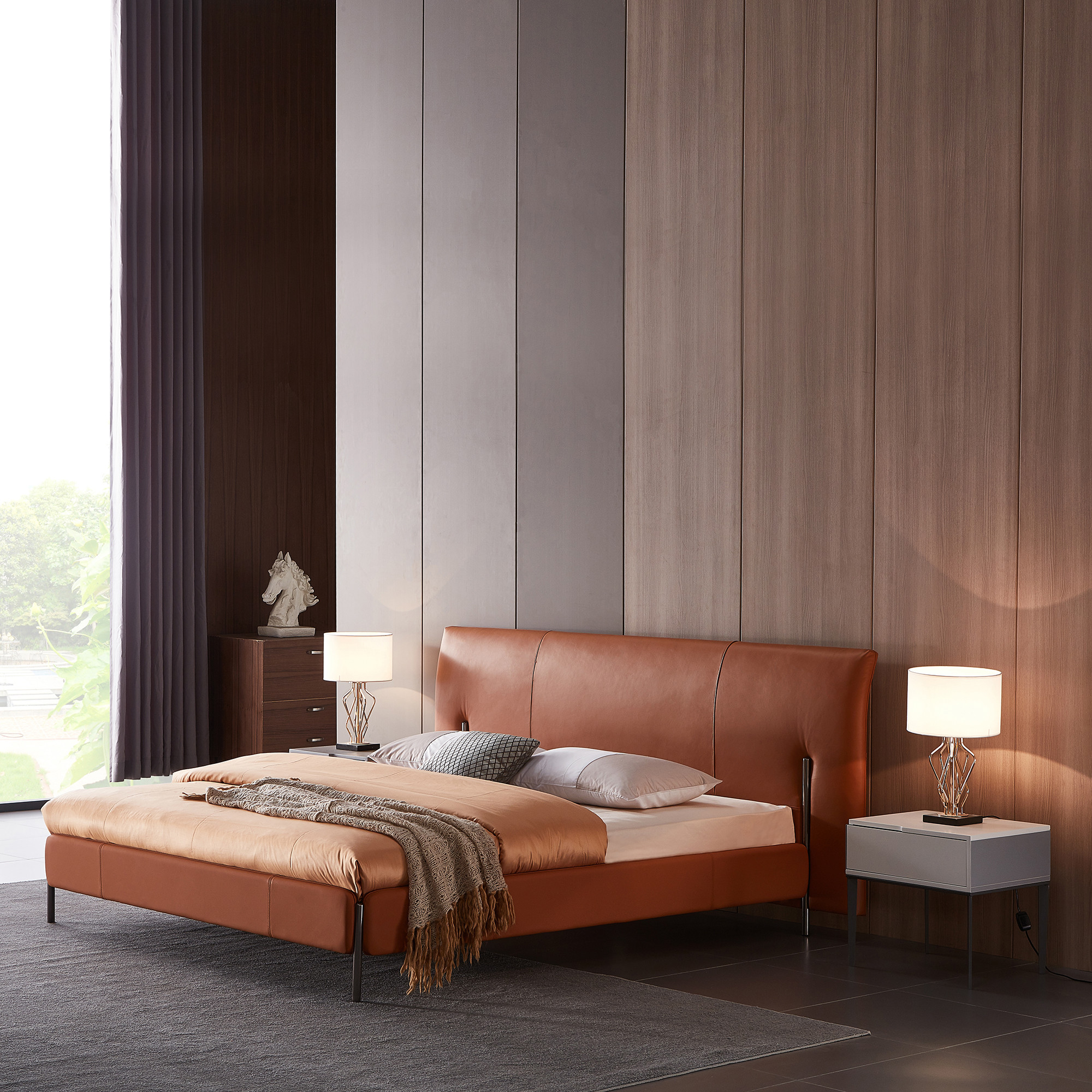 China Modern Design Leather Bed Modern Design King Size Bed bedroom Furniture wholesale