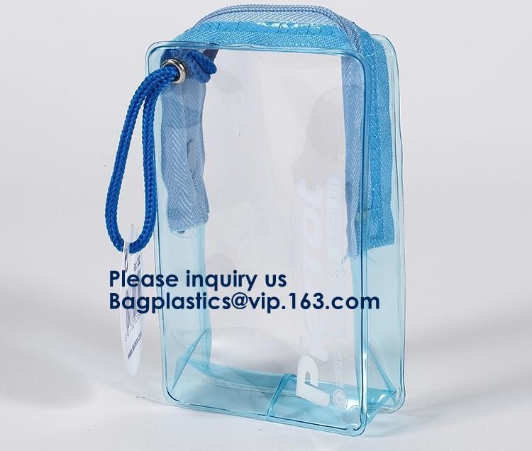 China Pvc Makeup Cosmetic Bag Resealable PVC Slider Zip Poly CPE Material, makeup mini clear PVC cosmetic bag wholesale