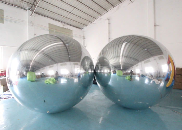 China Double Layer PVC Silver Hanging Inflatable Floating Advertising Mirror Sphere Ball For Christmas Stage Decoration wholesale