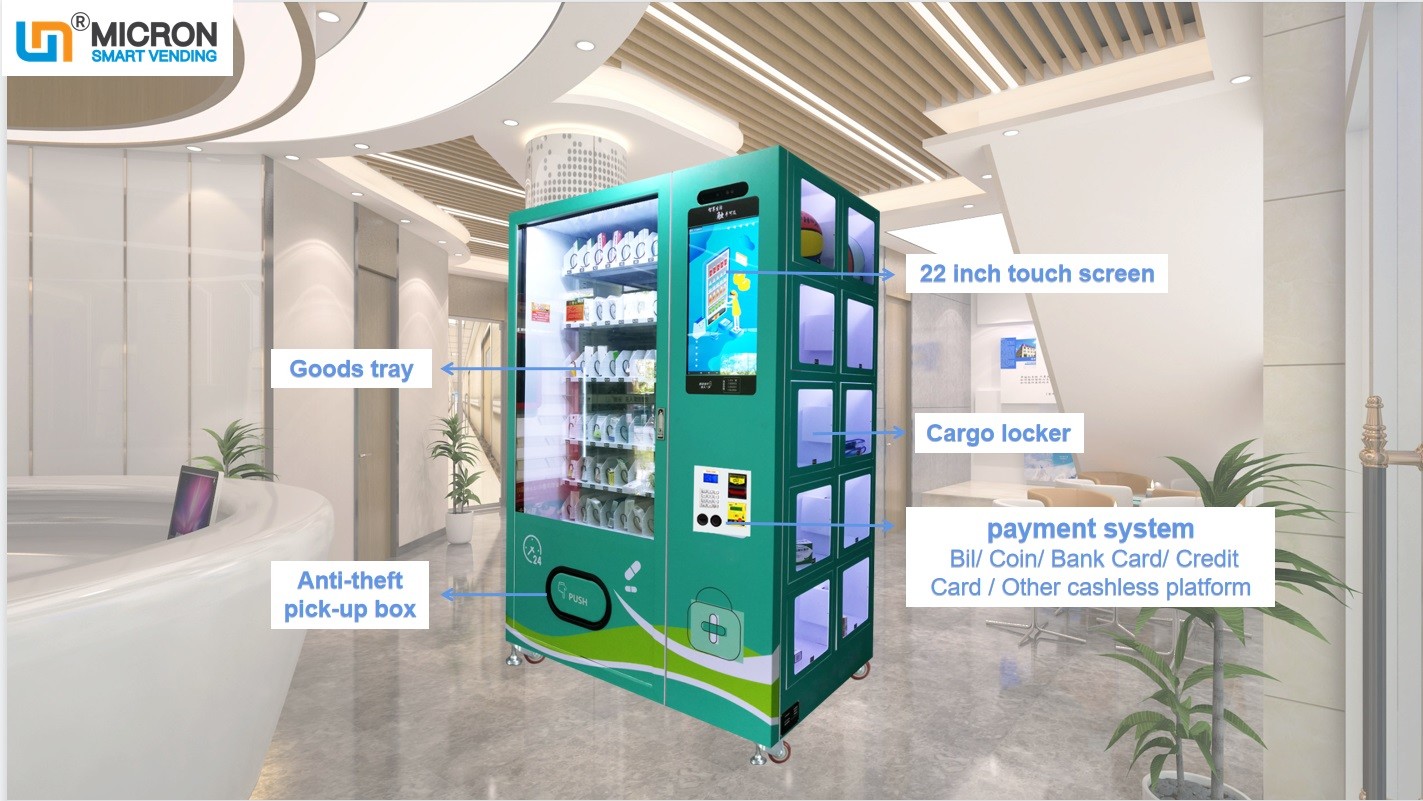 China 22 "touch screen custom medicine Mask Smart Vending Machine with Locker Spiral tool wholesale