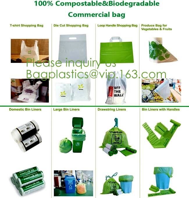 China Eco friendly Compostable Biodegradable commercial bags,100% Environment Friendly Compostable Cornstarch Garbage Bags pac wholesale