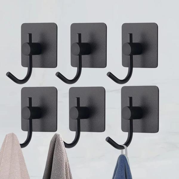 Heavy Duty Sticky Holder Waterproof Aluminum Towel Hooks for Hanging Coat, Hat, Key, Clothes