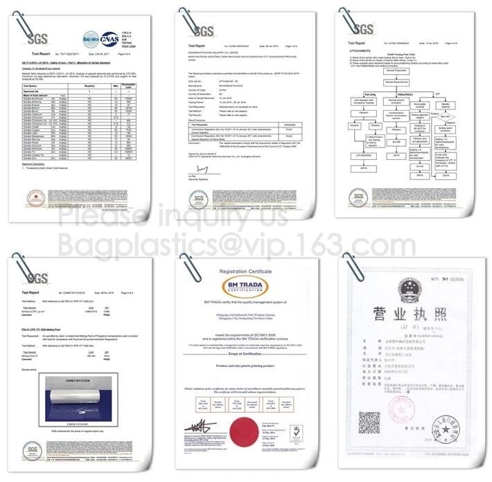 YANTAI BAGEASE PACKAGING PRODUCTS CO.,LTD Certifications