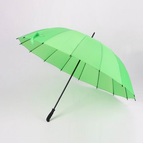 China Auto Open Windproof Golf Umbrellasgreen Fabric Automatic 16 Ribs With Plastic Handle wholesale