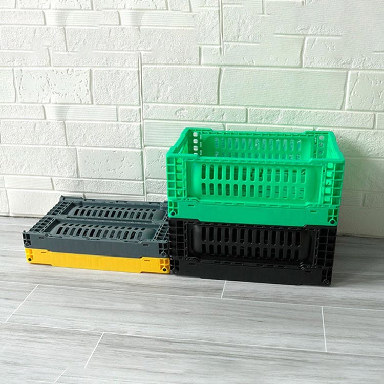 China Mesh Type 5 Liters Stackable Plastic Folding Crate For Fruits MultiFunction wholesale