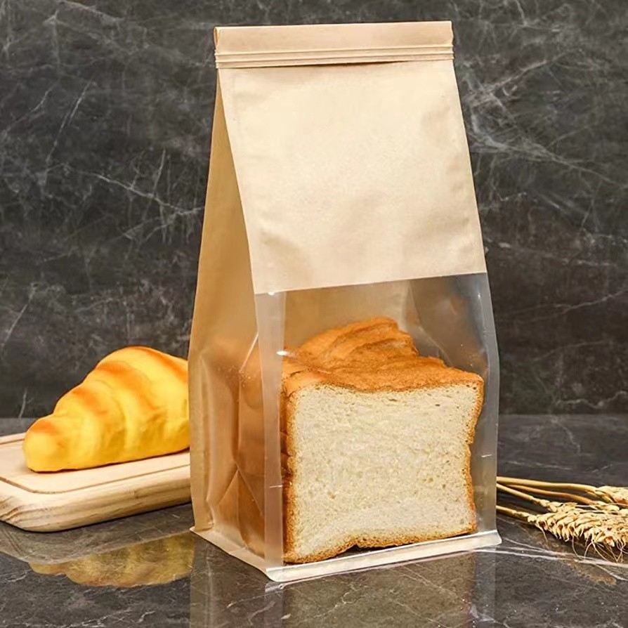 Buy cheap No Odor Thick Brown Bakery Bags with Window Paper Bread Bags Kraft Paper Bags from wholesalers