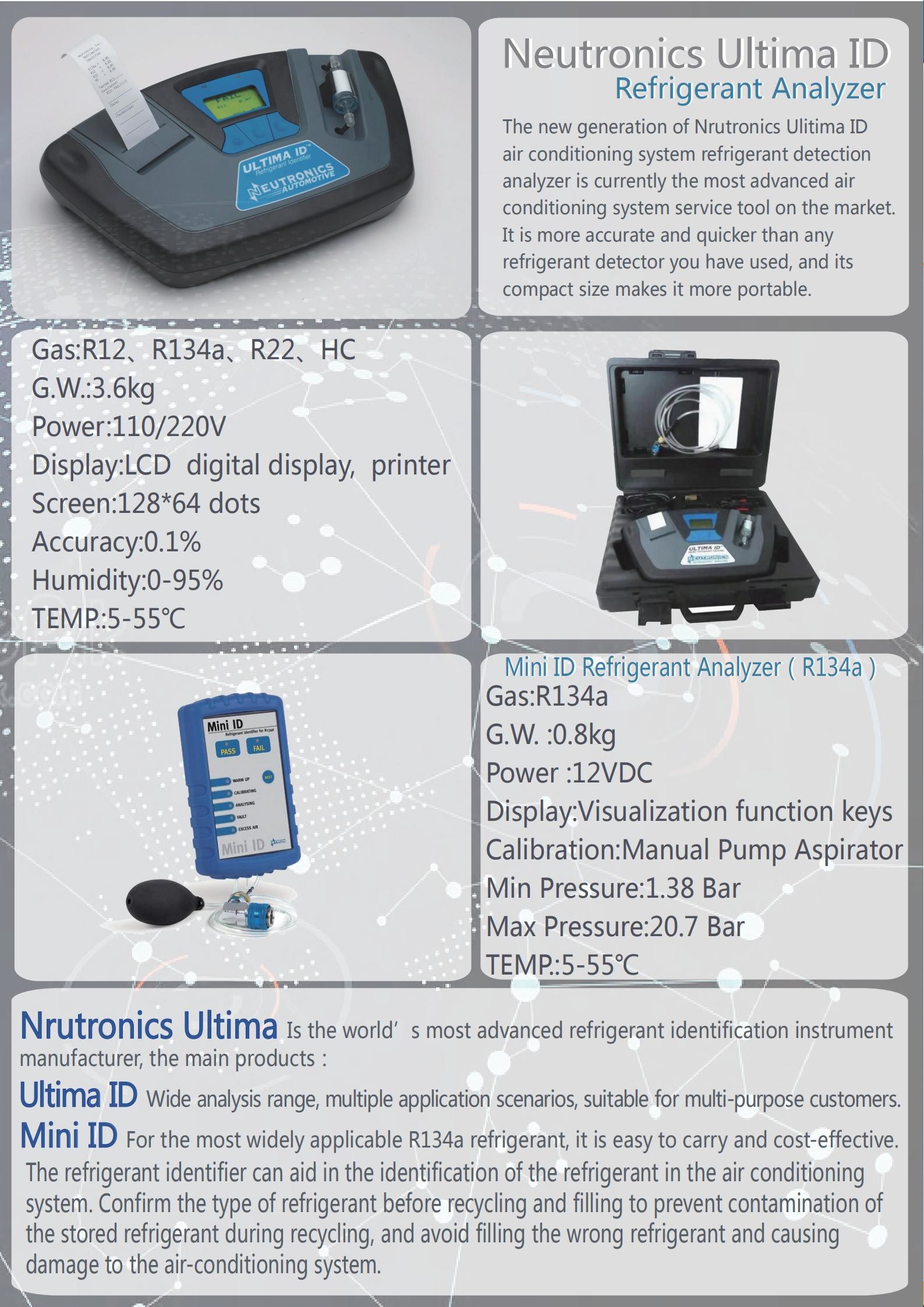 Portable Freon Refrigerant Gas Analyzer Identifier for R134a