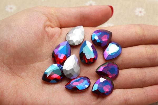 Quality Point Back Teardrop Shape Silver Base Rich Colors Droplet Glass Jewelry Cellphone Digital Products Hair Accessories for sale