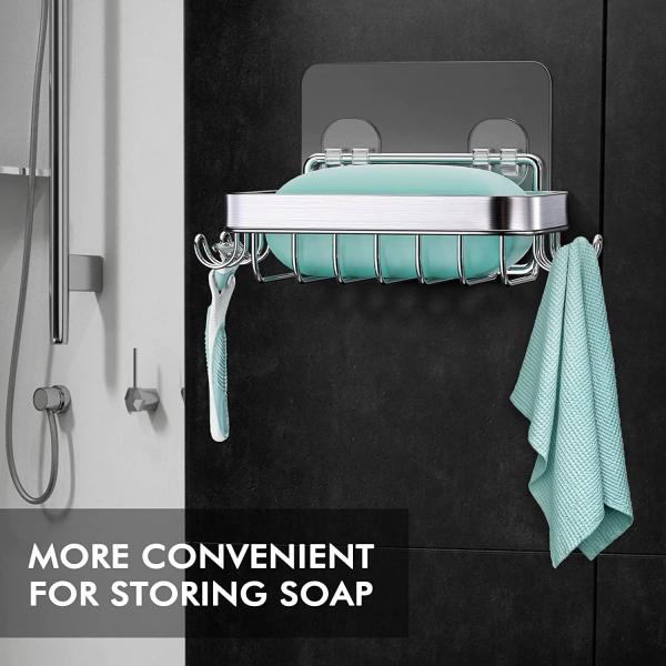Wall Mounted Draining Soap Razor Saver Shower Wall Soap Dish Holder for Bathroom Tile