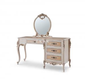 China Classic Hand Carved Luxury Wooden Dressing Table With Mirror wholesale