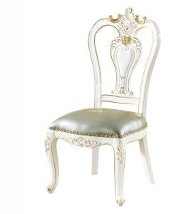 China French Style Elegant White Wooden Leather Dining Chair wholesale