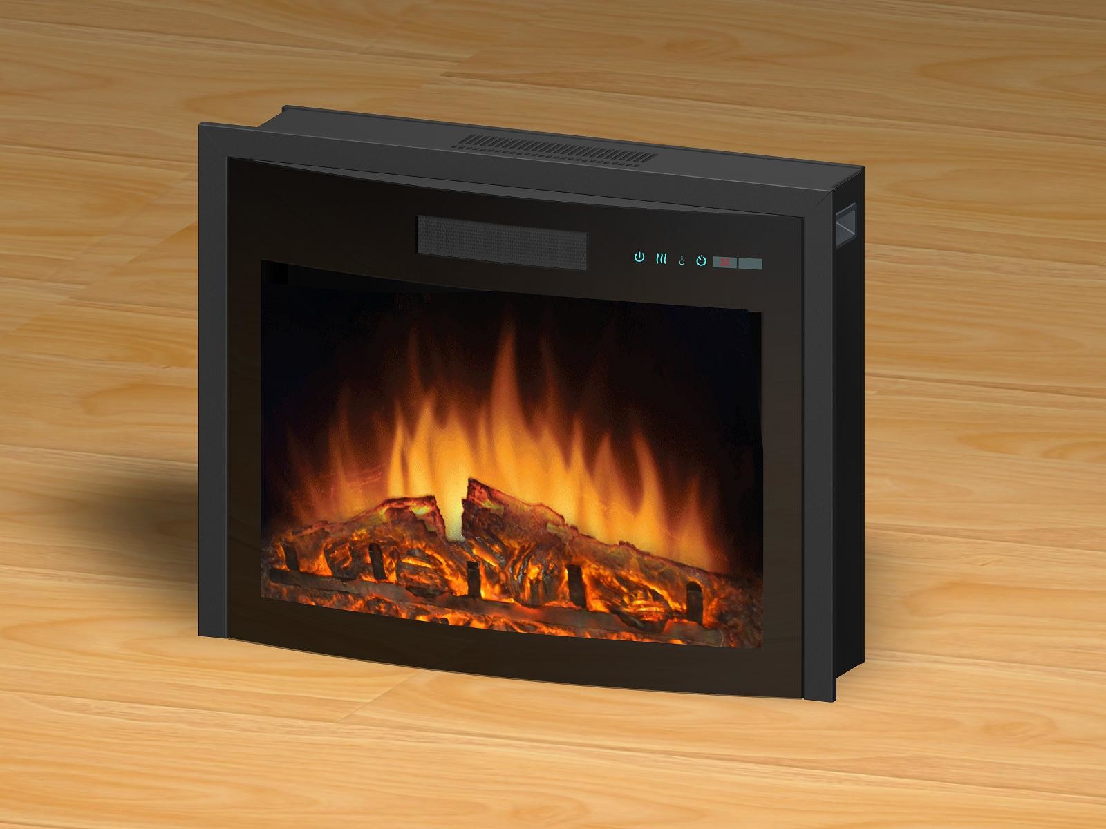 26 curved insert electric fireplace heater LED flame firebox with trim DW26-D multi log option