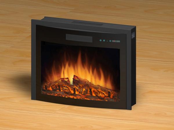 Quality 26" curved insert electric fireplace heater LED flame firebox with trim DW26-D multi log option for sale