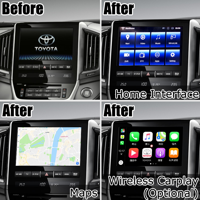Toyota Land Cruiser LC200 Car Video Interface Upgrade Carplay Android Auto
