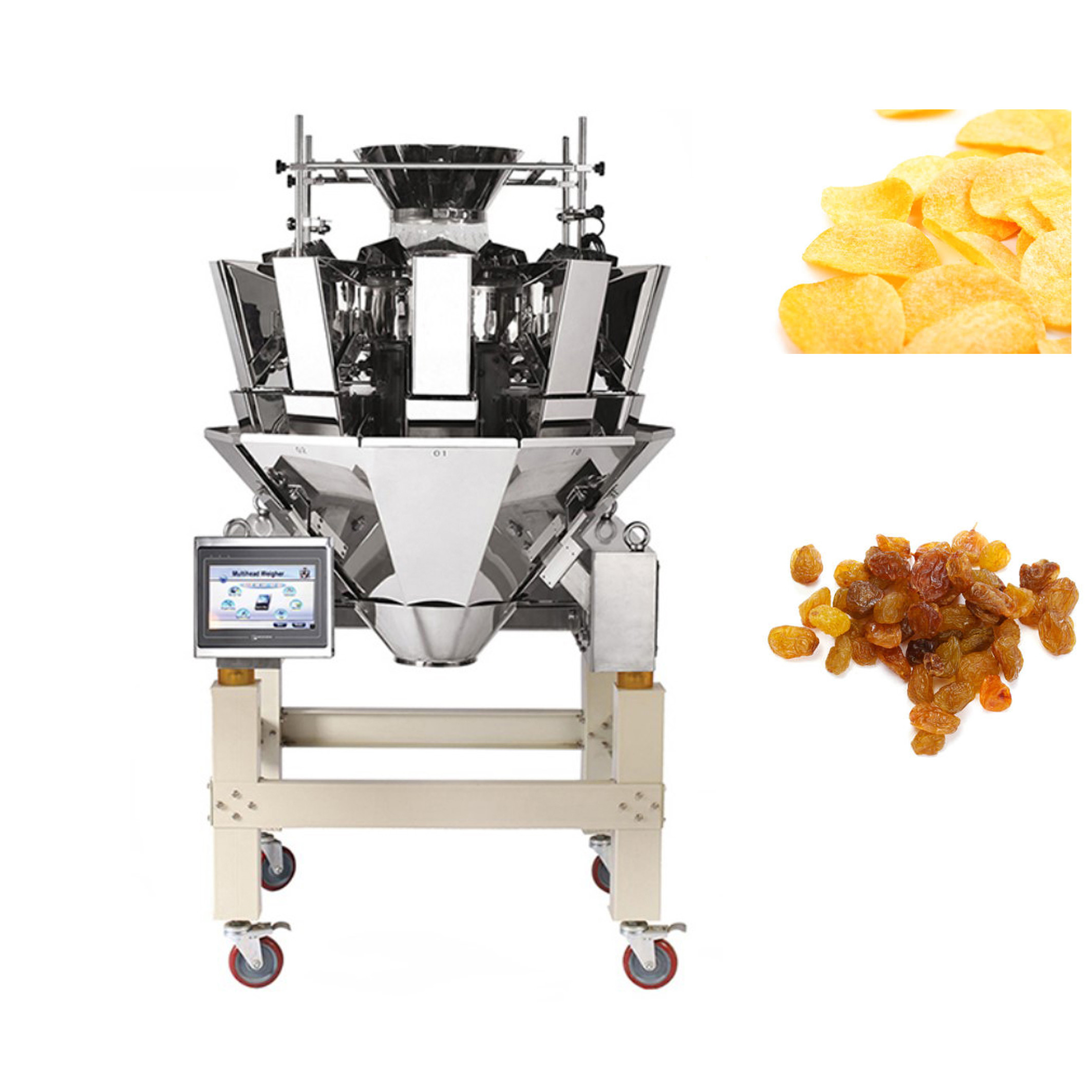 China Weighing 50g 100g 10 Head Weigher For Banana Chips Chips wholesale