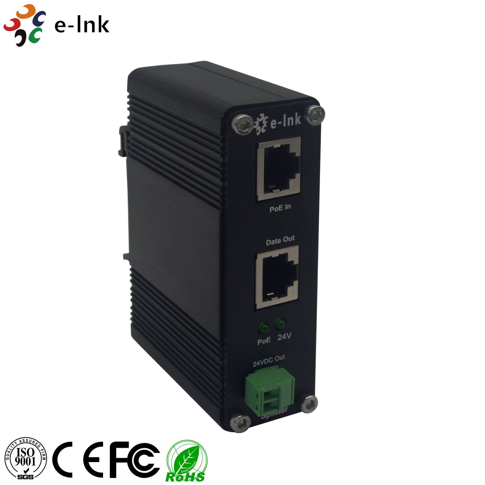 China Industrial Power Over Ethernet Splitter 20W/24VDC Output Support DIN Rail Mounting wholesale