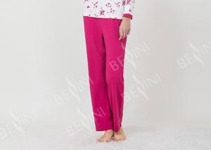 China Large Floral Printed Womens Pyjama Sets 100% Combed Cotton Interlock Material wholesale