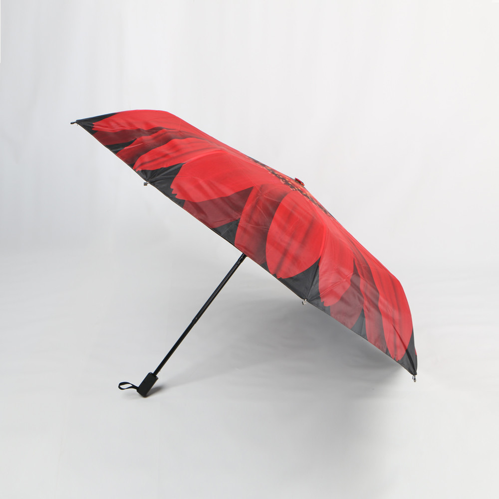 China Magic Full Color Flower Print Umbrella , 3 Fold Windproof Travel Umbrella wholesale