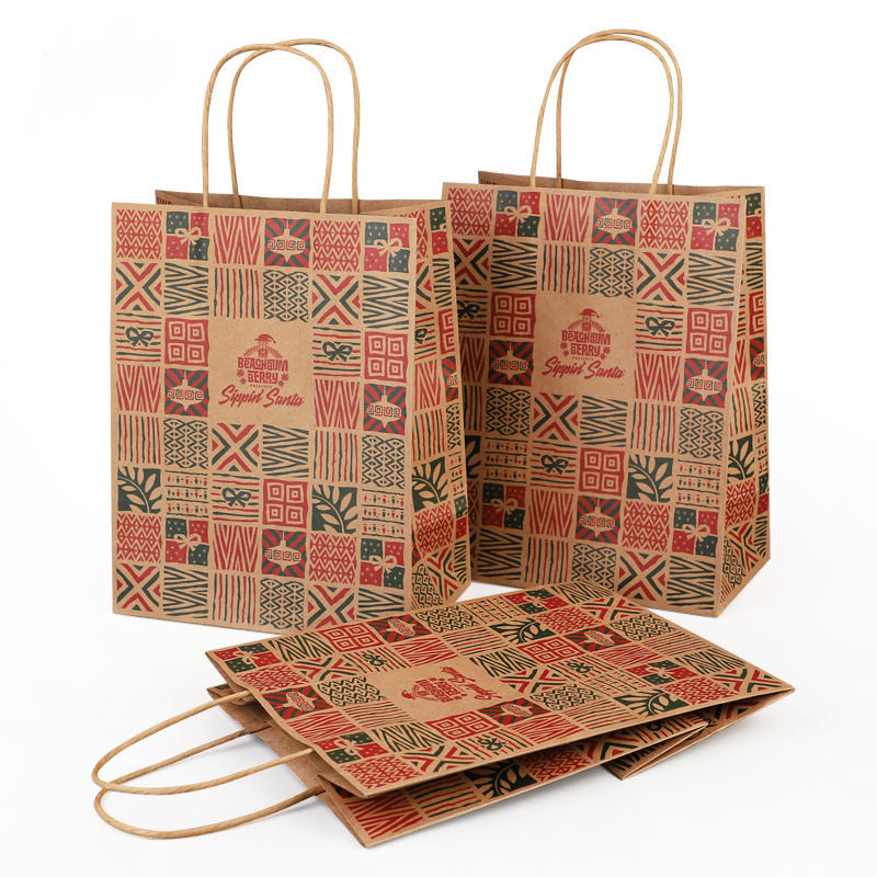Recyclable Personalized Customized Mixed Color Kraft Paper Bags Logo Printing Kraft Paper Shopping Bag