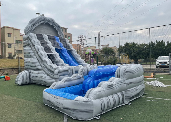 China Marble Color 0.55mm PVC Inflatable Water Slide With Pool wholesale