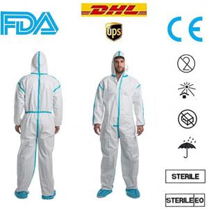 China Breathable Disposable Protective Suit Waterproof With Elastic Waistband And Cuffs wholesale