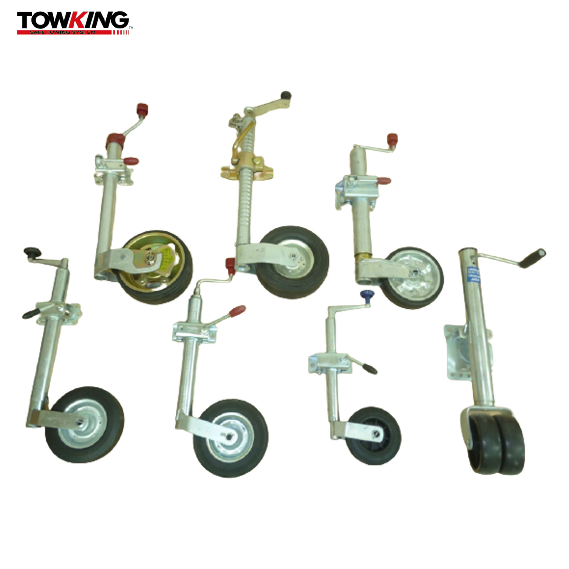 Quality TOWKING 6″ Wind Up Jockey Wheel Solid Rubber Jockey Wheel Standard Duty for sale
