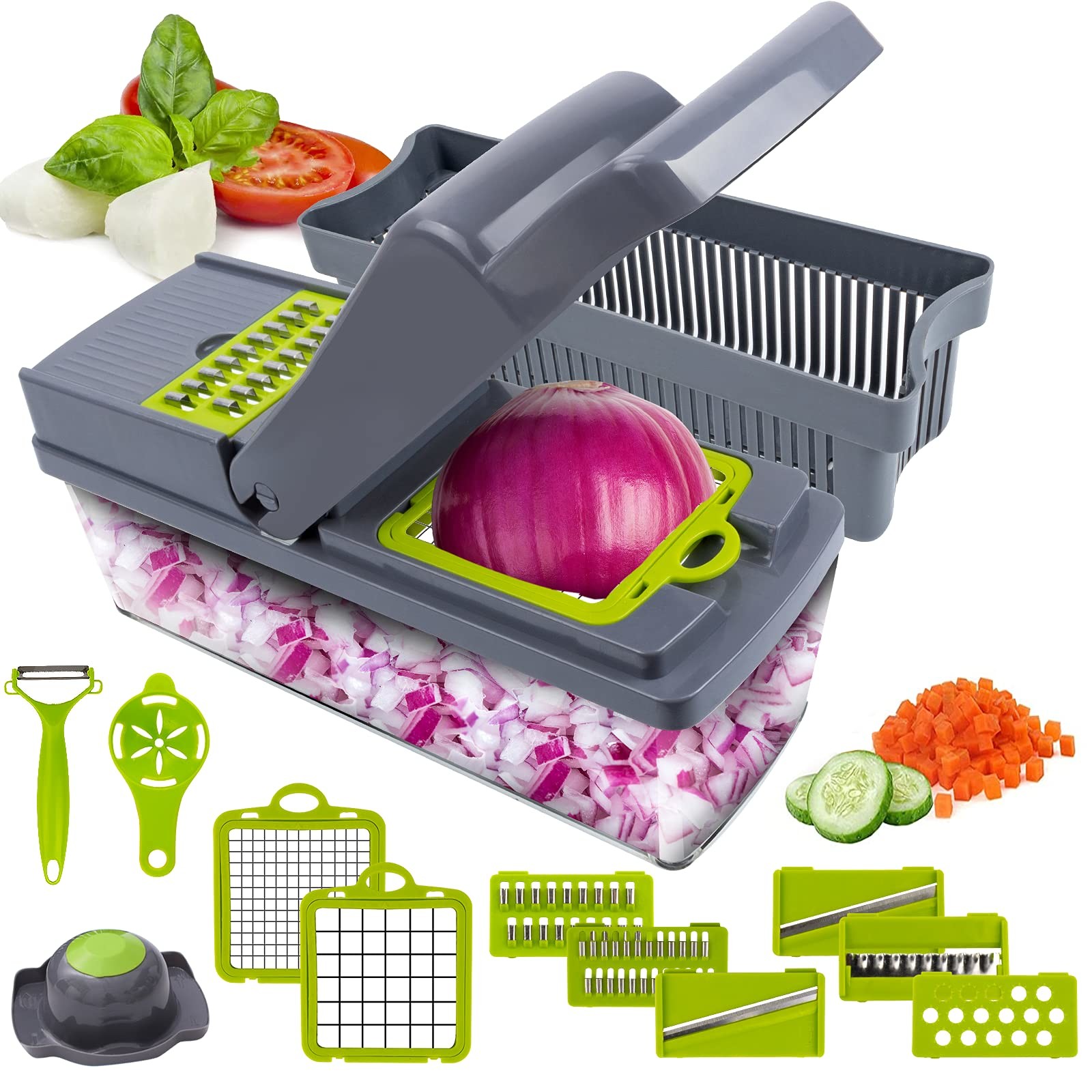 China 14 In 1 Multifunctional Vegetable Chopper With 8 Stainless Steel Blade wholesale