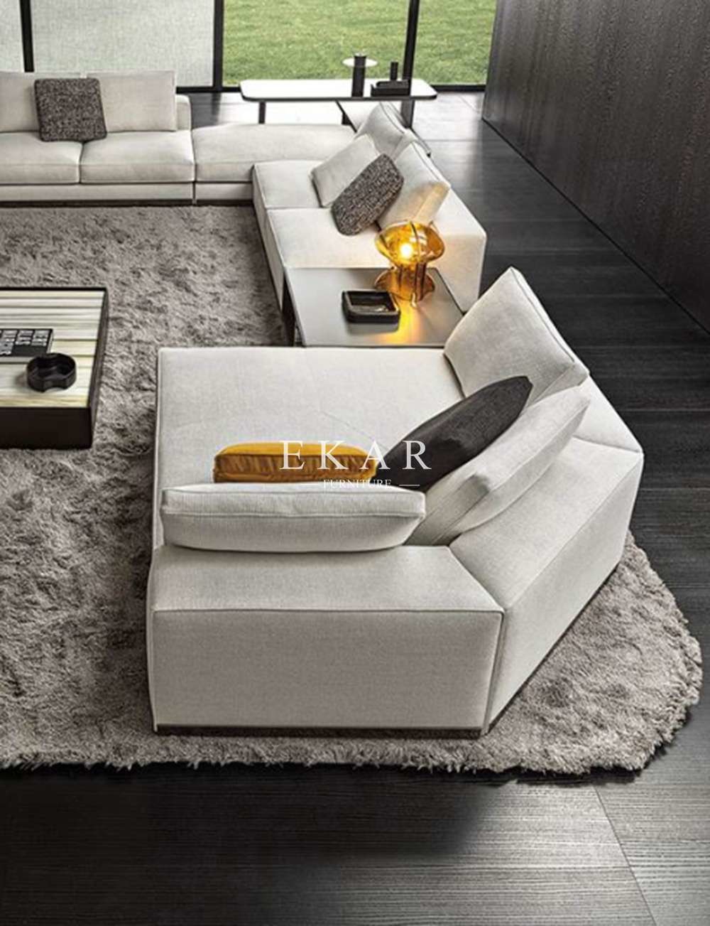 China Contemporary Modern Design Fabric Corner L Shaped Sectional Sofa wholesale