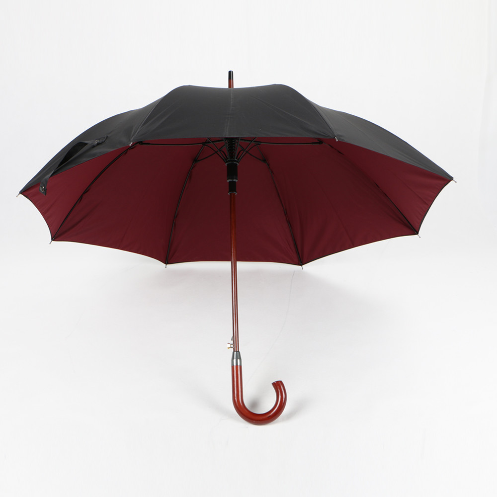 China Black Wooden Hook Handle Umbrella , Curved Handle Large Rain Umbrella Durable wholesale