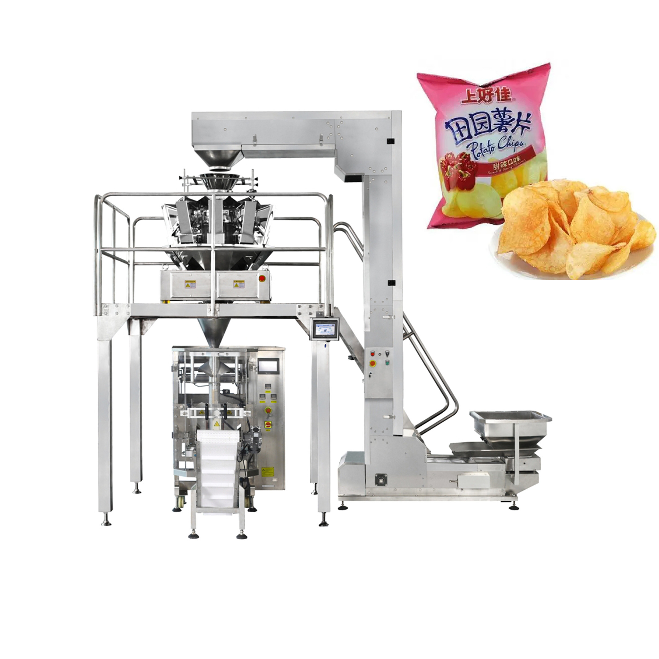 China Multi-function Potato Chips Puffed Food Weighing 50g 100g Pillow Bag Vertical Packing Machine wholesale