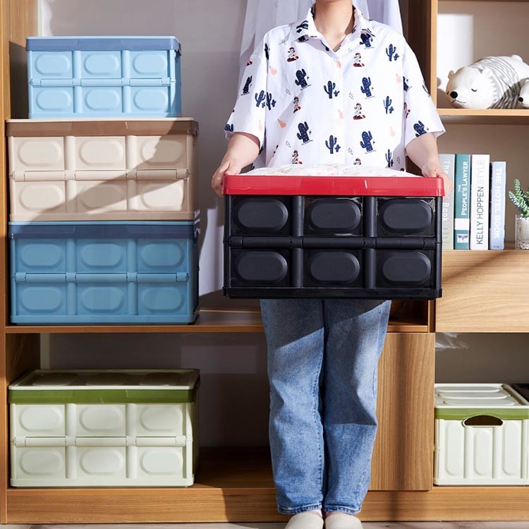 China Plastic 28L Lidded Cube Household Storage Containers Rectangle Multifunctional wholesale