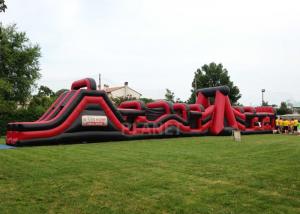 China Super Explorer Inflatable Obstacle Course Red Color Double Stitching wholesale