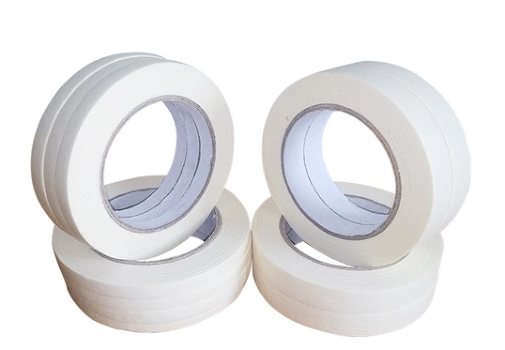 Quality Acrylic Adhesion Crepe Paper Masking Tape 150um Thickness , Thin Masking Tape for sale