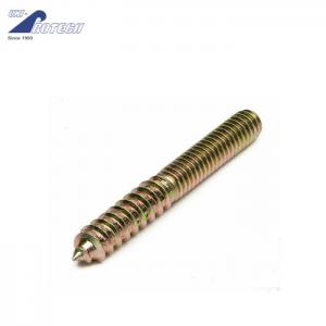 China Yellow zinc plated double end fine and coarse thread screw customized sizes wholesale