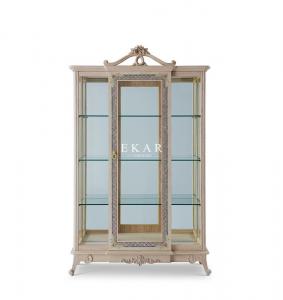 China Ash Wooden Frame European Style High End Showcase Display Glass Cabinet wholesale