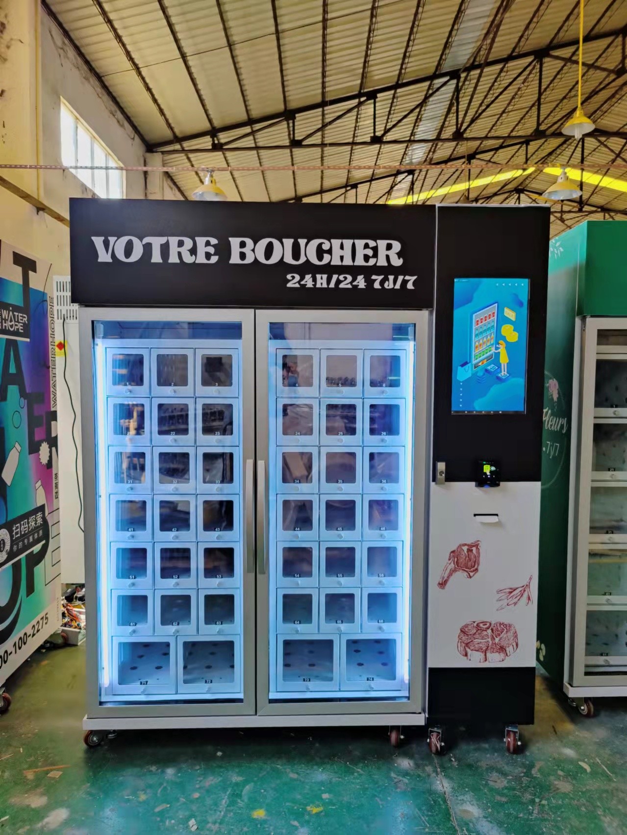 China Frozen Meat Vending Machine With Cooling System Touch Screen Card Reader wholesale