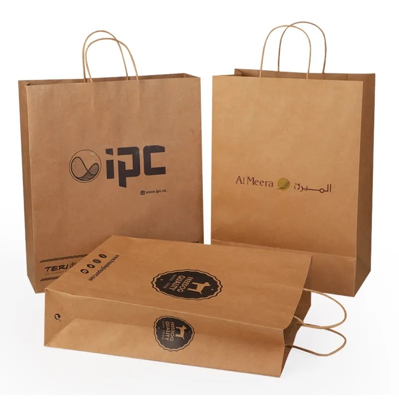 China 100% Eco-Friendly Recyclable Reinforced Handle Small Gift Craft Paper Bag With Your Own Logo wholesale