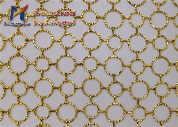 China Electroplating Ring Mesh Curtain 1.2mm 10mm Rose Gold Wire Mesh wholesale