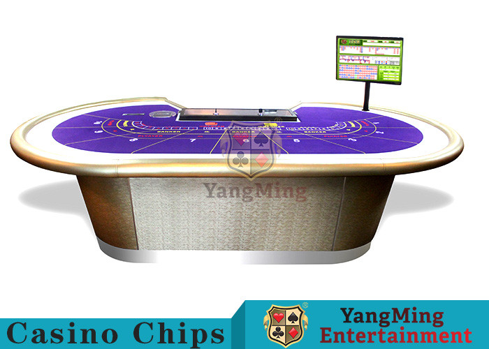 China Professional Luxury Baccarat Poker Game Table With Chip Tray For 9 Players wholesale