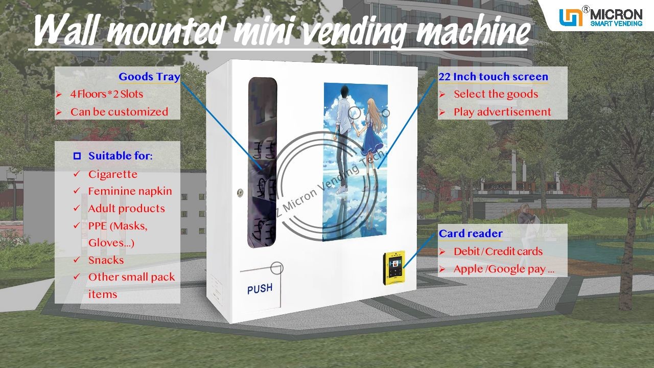 China Mini Smart Wall Mount Vending Machine With Advertisement Management And Touch Screen wholesale