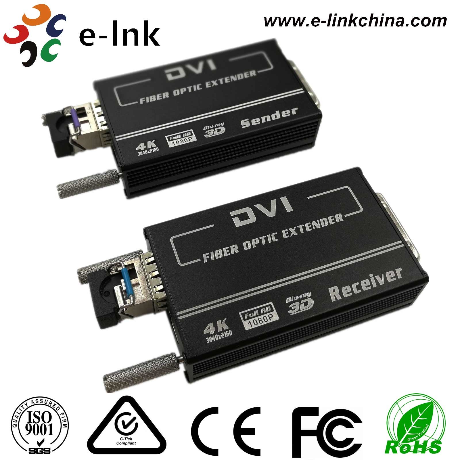 China 4K * 2K DVI Video To Fiber Converter SM10-80KM Default 1.4km EDID Support 1 SFP Port wholesale