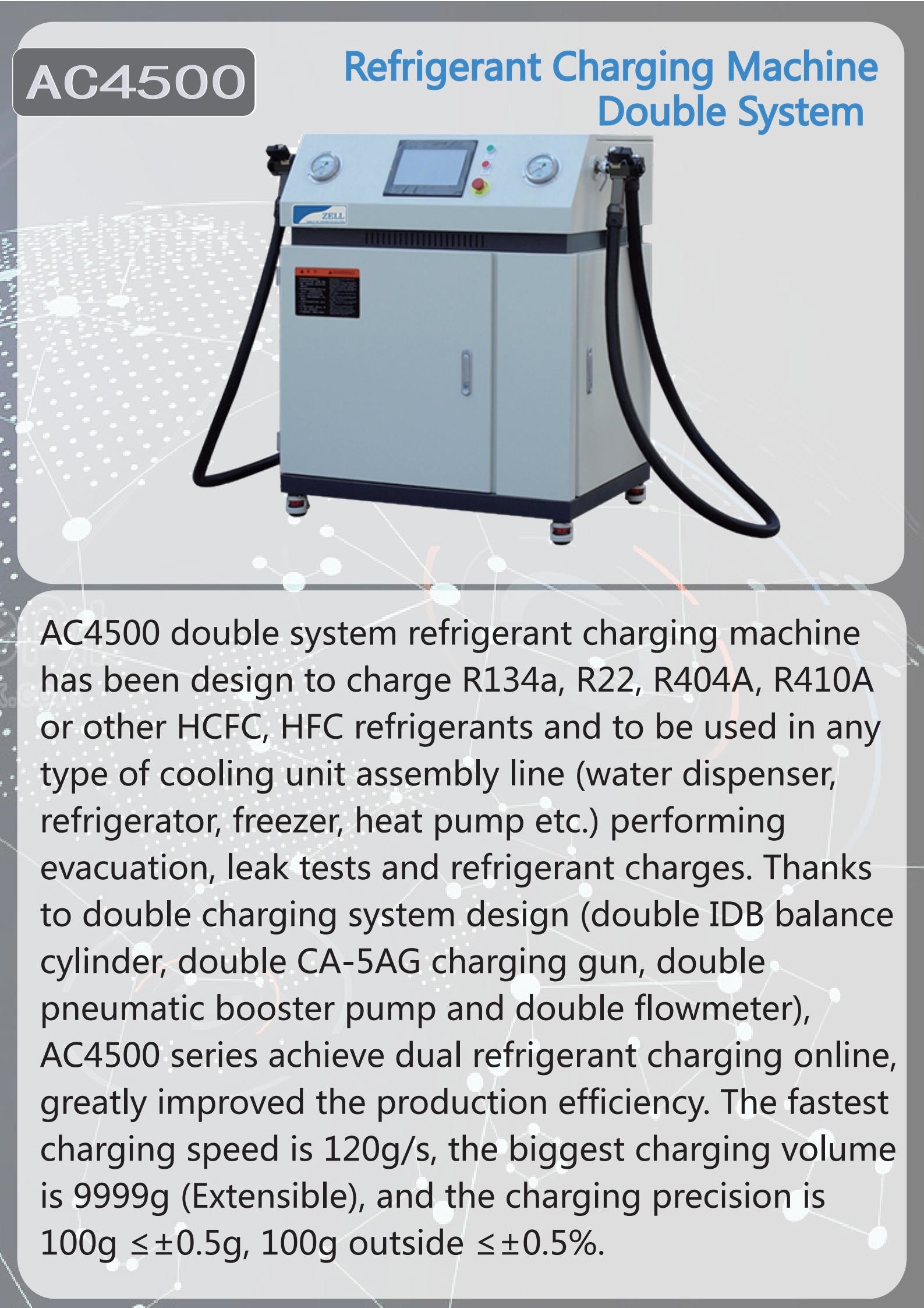 AC4500 Large Gas Refrigerant Charging Machine With Double Charging System